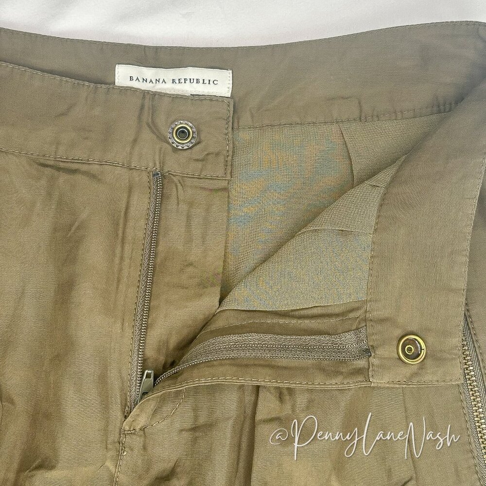NWT Banana Republic Olive Silk Blend Pleated Mini Skirt Size 0P - Picture 5 of 10